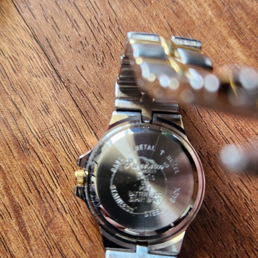 Womens Precision Gruen Watch 25mm Silver Gold tone Crystals - Picture 3 of 4